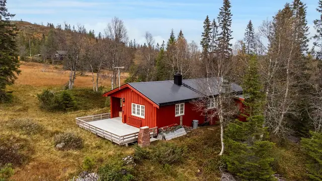 Koselig fjellhytte med attraktiv & skjermet beliggenhet. Gode turmuligheter året rundt. 2 soverom & hems.