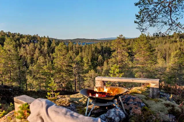 Flott uteplass ved hytta.