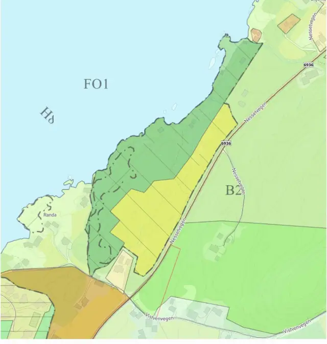 Kjerknesvågen - Tomteområde på ca. 21500 kvm avsatt til boligformål. Ikke regulert. Fantastisk beliggenhet ved sjøen. — bilde 3