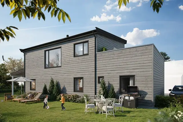 Enebolig under bygging med 4 soverom & utleiehybel. Moderne standard, solrik takterrasse. Attraktivt & familievennlig